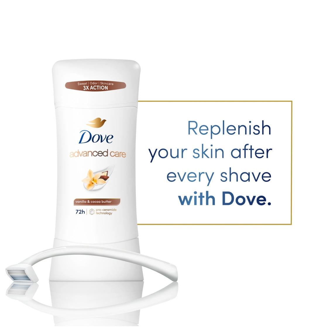 Dove Advanced Care Antiperspirant Deodorant Stick Vanilla & Cocoa Butter 2.6 oz
