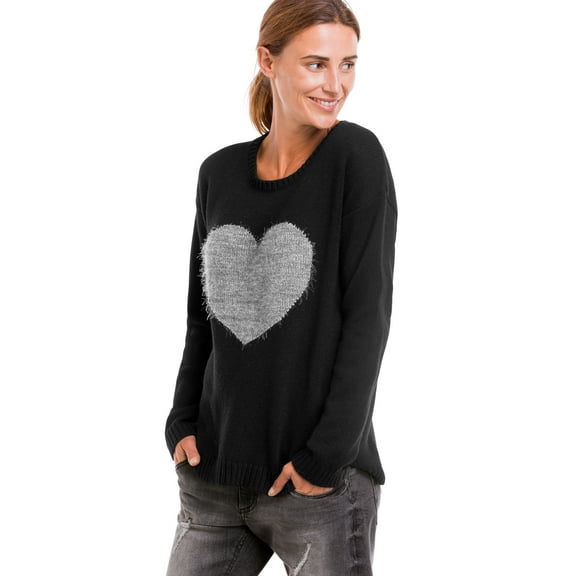 ellos Women's Plus Size Love Sweater - 30/32, Black Grey
