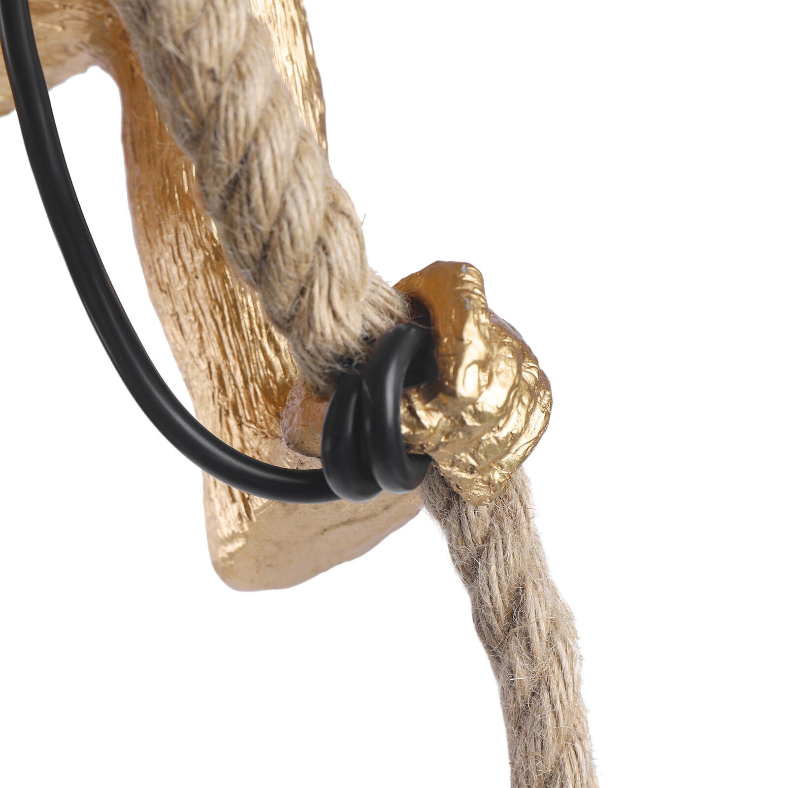 Vintage Resin Hemp Rope Monkey Pendant Light, LED Monkey Chandelier Lamp Fixture E27 for Dining Living Room Golden