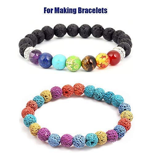 Bracelet Making Kit Beads Bulk - 800Pcs Color Volcanic Gemstone