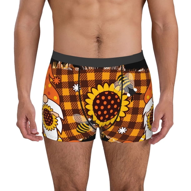 Balery Sunflower Gnomes and Bees Calzoncillos bóxer para hombre, ropa interior de algodón suave y transpirable con cinturilla de nailon-X-Large