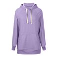 thumbnail image 4 of Sweatshirts for Women With Sayings Fall Comfy Hooded Long Sleeve Puff Off the Shoulder with Pocket Solid Color Leisure Cotton Hoodie Sweatshirt(Purple,M), 4 of 5