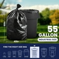 thumbnail image 2 of 55 Gallon Black Trash Bags - Heavy Duty Garbage Can Liners for  & Toter Carts, 40x50 Inch, 100 Count, 2 of 6