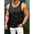 thumbnail image 4 of Men See Through Vest Crewneck Sleeveless Tank Tops Shirts Black S, 4 of 7
