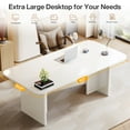 thumbnail image 3 of Tribesigns 63 Inch Computer Desk, Modern Large Rectangle Wooden Computer Desk with Arch Design Legs for Living Room, Home Office, Cream White, 3 of 8