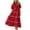 Red, variant on Tiered Dresses for Women Formal,Women Casual Puff Short Sleeve V Neck Summer Dress,Bohemian Relaxed Solid Lace Trim Flowy Maxi Dresses Tiered Ruffle Cocktail Dress,2025 Summer Swing Maxi Dresses