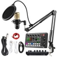 thumbnail image 1 of SINWE Paquete de micrófono para podcast BM-800, micrófono condensador con kit de tarjeta de sonido en vivo, paquete de equipo para podcast con cambiador de voz y funciones de mezclador para PC, teléfo, 1 of 5