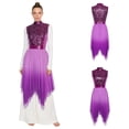 thumbnail image 3 of iiniim Women's Sequined Liturgical Worship Praise Dance Dresses Gradient Mesh Irregular Church Worship Tunic Purple M, 3 of 7