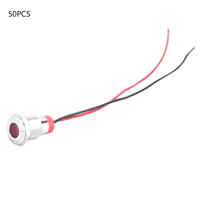 50 piezas IP65 impermeable BEM-12C luz indicadora LED de advertencia de metal de alta calidad 12 mm (rojo 12 V)