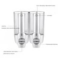 thumbnail image 4 of 350ml 2*350ml Bathroom Wall Mounted Soap Shampoo Dispenser Lotion Liquid Pump, 4 of 9