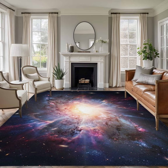 5'x7' Area Rugs for Living Room Bedroom, Universe Explosion Washable Rug Carpet Runner Indoor Outdoor, Modern Abstract Galaxy Universe Non Slip Floor Mats Area Rug for Kitchen, Nursery