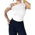 thumbnail image 4 of Women'S Off the Shoulder Tops Mental Elegant Asymmetrical Dressy Top Going Out Outfits White L, 4 of 9