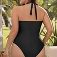 thumbnail image 6 of Enjoytime Plus Size Swimsuit for Women Solid Color Tummy Control Halter Tie Bathing Suit Adjustable One Piece Swimwear, 6 of 6