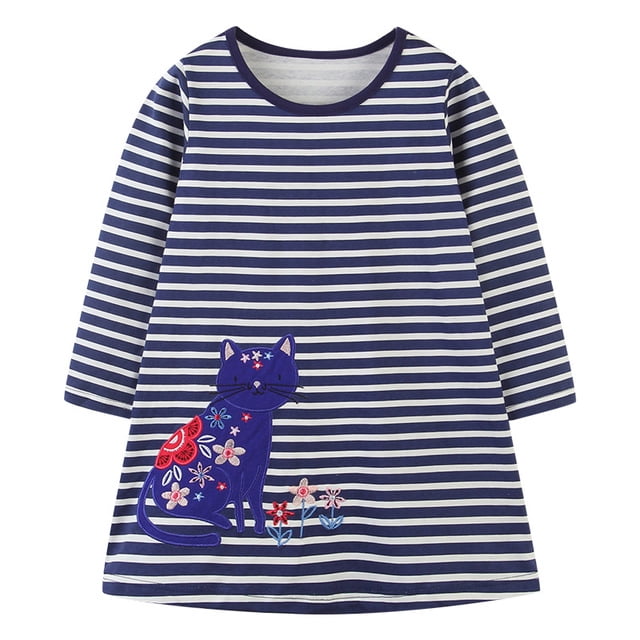 AAMILIFE Little Maven Robe Décontractée pour Bébés Filles Automne Rose Jolies Robes à Motif pour Enfants Mignonne et Confortable Vêtements pour Enfants 2-12 Ans