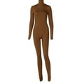 thumbnail image 4 of vastwit Womens Long Sleeve Full Length Tank Unitard Jumpsuit Bodysuit Romper Bodycon Tight Catsuit Brown M, 4 of 7