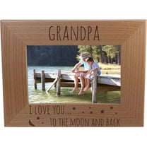 Grandpa I love you to the moon and back - 4x6 Inch Wood Picture Frame - Great Gift for Father's Day, Birthday, or Christmas Gift for Dad, Grandpa, Grandfather, Papa, Husband