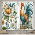 thumbnail image 2 of Ambesonne Farmhouse Valance & Curtain 3 Pcs Set, Rooster Daisy and Plaid, 55"x45", Cadet Blue and Orange, 2 of 7