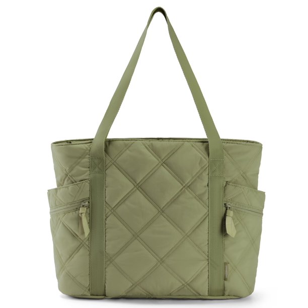 Bolsa BAGSMART Puffer para mujer, 24 litros, verde con cremallera