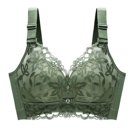High Impact Sports Bras Women Seamless Bra Feature V-Neck Nursing Bra Style W-1447 Green L