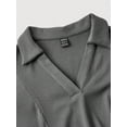 thumbnail image 3 of Dark Grey Vintage Knit Dress Collared Skater Mini Dress, 3 of 4