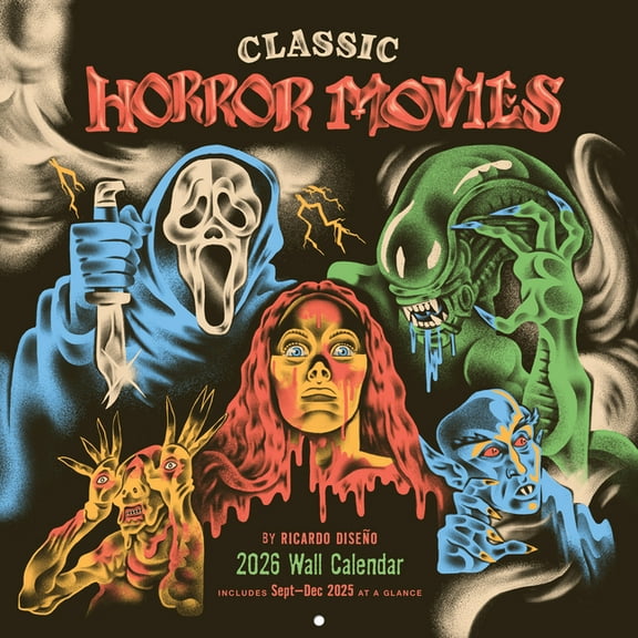 Classic Horror Movies 2026 Wall Calendar, (Paperback)
