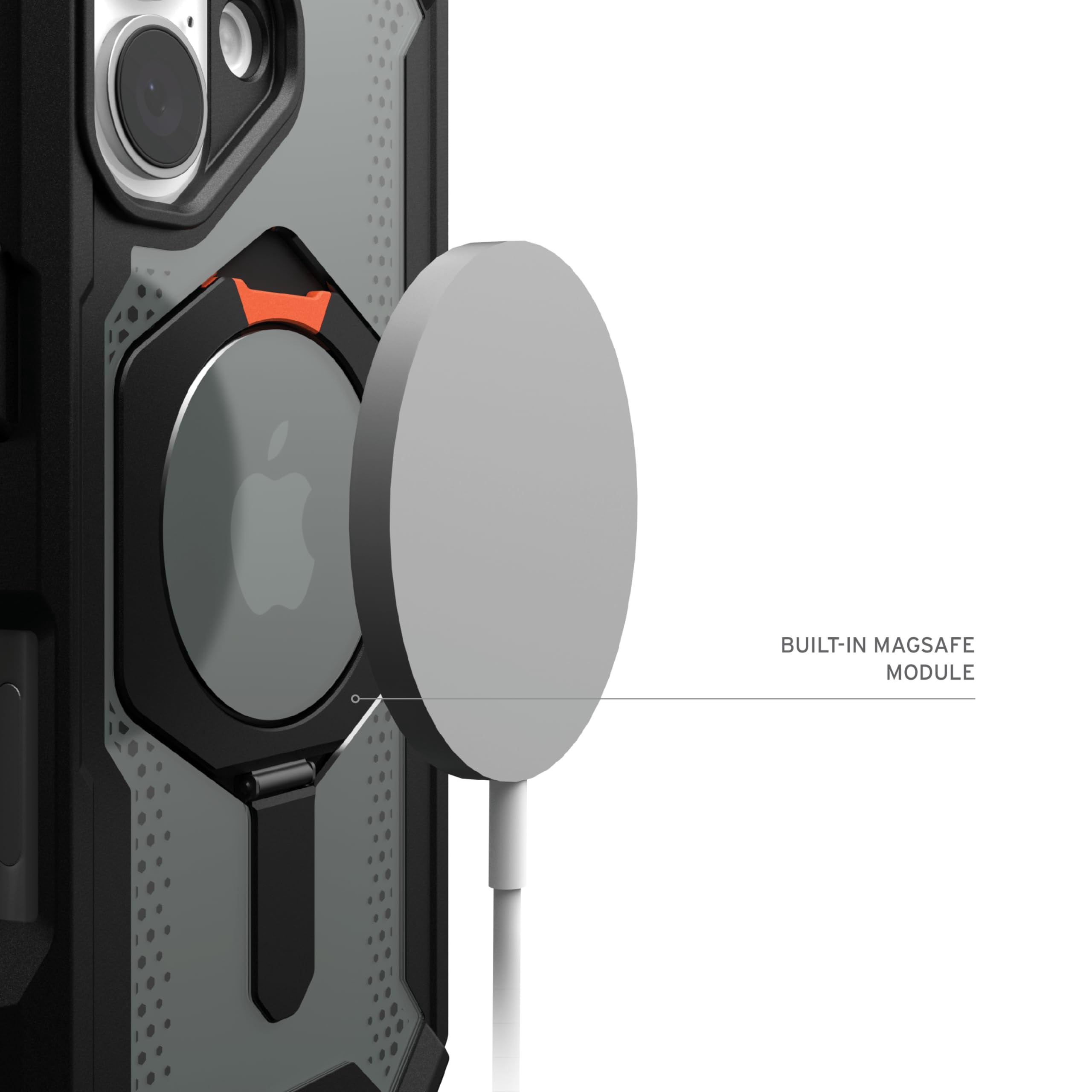 UAG iPhone 16 Case 6.1" Plasma XTE - Compatible with MagSafe Charging& Kickstand Rugged Shockproof Anti-Slip Military Grade Protective Cover, Black/Orange