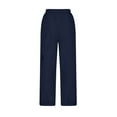 thumbnail image 6 of YWDJ Cargo Pants Women High Waisted Drawstring With Pockets High Waist High Rise Relaxed Fit Baggy Wide Leg Casual Long Pant Fashion Solid Color Cargo Pants A-Line Loose Quick Drying s 16-Dark Blue M, 6 of 6