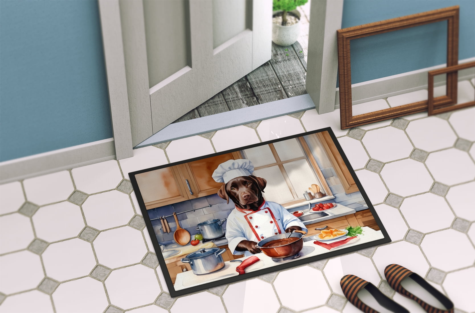 Chocolate Labrador Retriever The Chef Doormat