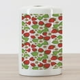 thumbnail image 3 of Spring Ceramic Toothbrush Holder, Floral Pattern with Strawberries Flowers and Leaf Season Inspirational Design, Decorative Versatile Countertop for Bathroom, 4.5" X 2.7", Green Red, by Ambesonne, 3 of 4