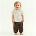 thumbnail image 2 of Infant Girls 2-Piece Summer Outfit Set Cute Printed Ruffled Short Sleeved Top and Soft Pants Kids Clothes Size 9-12 Months, 2 of 5