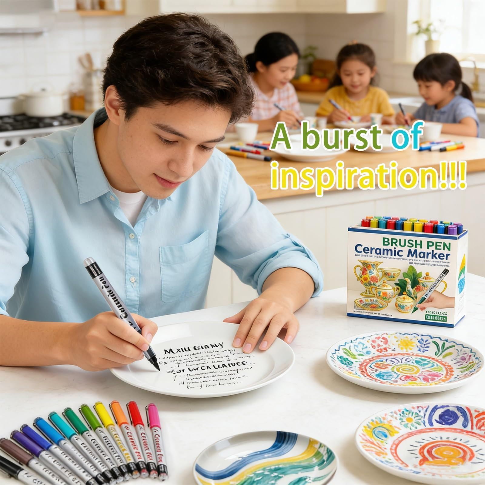 Porcelain Marker Pens for Ceramic Brush Tip Acrylic Paint DIY Crafts Mugs Glass Decorating
