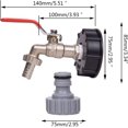 thumbnail image 2 of Grifo para tanque de 1000 l, grifo para recolección de agua de lluvia, adaptador para tanque IBC de 1/2", grifo doble para recolección de agua de lluvia, grifo de latón fabricado en PP,, 2 of 5