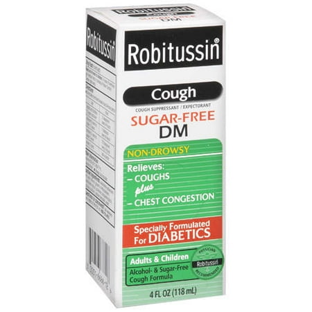 Robitussin: Sugar Free Dm/Cough Suppressant/Expectorant/Non-Drowsy/Specially Formulated For Diabetics Cough, 4 oz