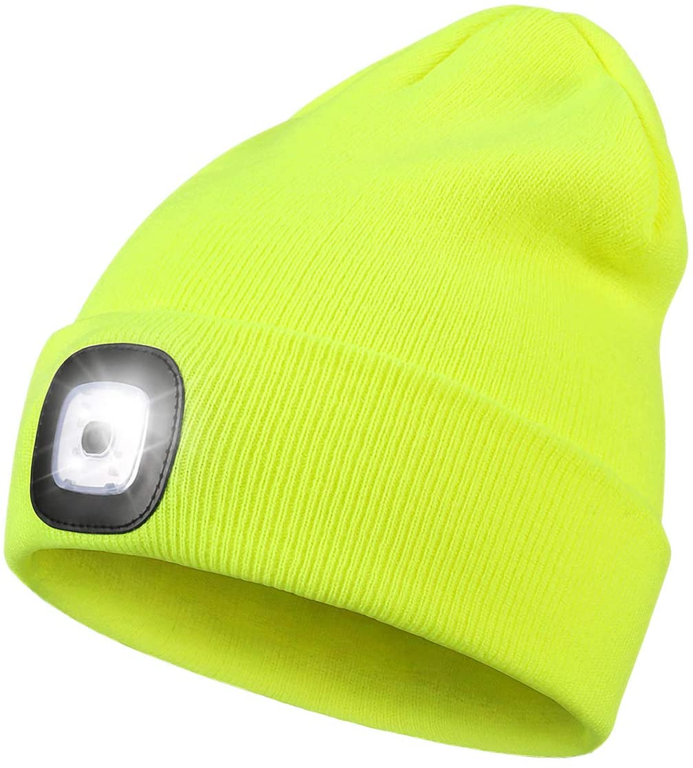 LED Beanie Hat with Light,Unisex USB Rechargeable Hands Free LED Headlamp  Cap Winter Knitted Night Lighted Hat Flashlight Women Men Gifts for Dad Him  Husband
