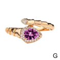 thumbnail image 1 of Anillo de serpiente color champán para mujer, con piedras preciosas de colores, estilo moderno, engastado con diamantes, un anillo ligero, lujoso y versátil., 1 of 7