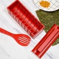 thumbnail image 2 of Kit para hacer sushi de lujo con juego completo de sushi, 10 piezas de plástico para hacer sushi con 8 tenedores para moldes de rollo de sushi, herramienta de sushi para el hogar (rojo) Sincero Electrónica, 2 of 5