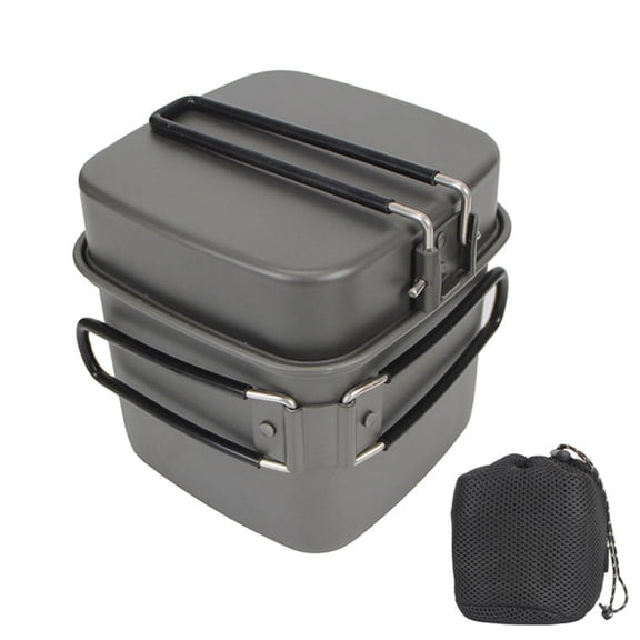 MezoJaoie Camp Cookware Aluminum Non-Stick Outdoor Cooking Camping Pots Lightweight Multifunctional Camp Cooking Utensils Set for Hiking Cycling