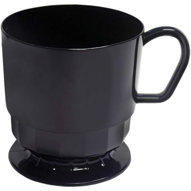 Party Essentials Deluxe/Elegance Hard Plastic 8-Ounce Coffee Cups, 10-Count, Black