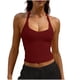 thumbnail image 3 of TaTaai Women's Casual Backless Tank Top Halter Neck Spaghetti Strap Crew Neck Solid Color Vest Soft Lightweight Spring Summer Daily Beach Wear Gift, 3 of 9