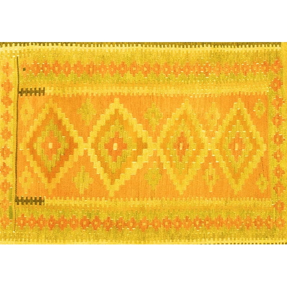 Ahgly Company Indoor Rectangle Oriental Yellow Traditional Area Rugs, 8' x 10'