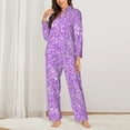 thumbnail image 3 of Junzan Lilac Glittering Print Womens Pajama Sets,Long Sleeve Button Down For Women Pjs 2 Piece, 3 of 9