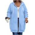 thumbnail image 2 of QQZ Mid Length Full Zip Up Hooded Cardigan, Womens Plus Size Tops 2026 Fall Winter Womens Long Zip Up Hoodies Zipper Sweatshirt Fleece Jacket Women Daily Wear Business Work Outfits, 2 of 7