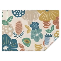 Beige Pioneer Flower and Leaf Pattern Rectangle Tablecloth 60"x84",Waterproof Polyester Rectangle Table Cloth, Wipeable Spillproof Polyester Tablecloth for Dining, Camping, Indoor and Outdoor