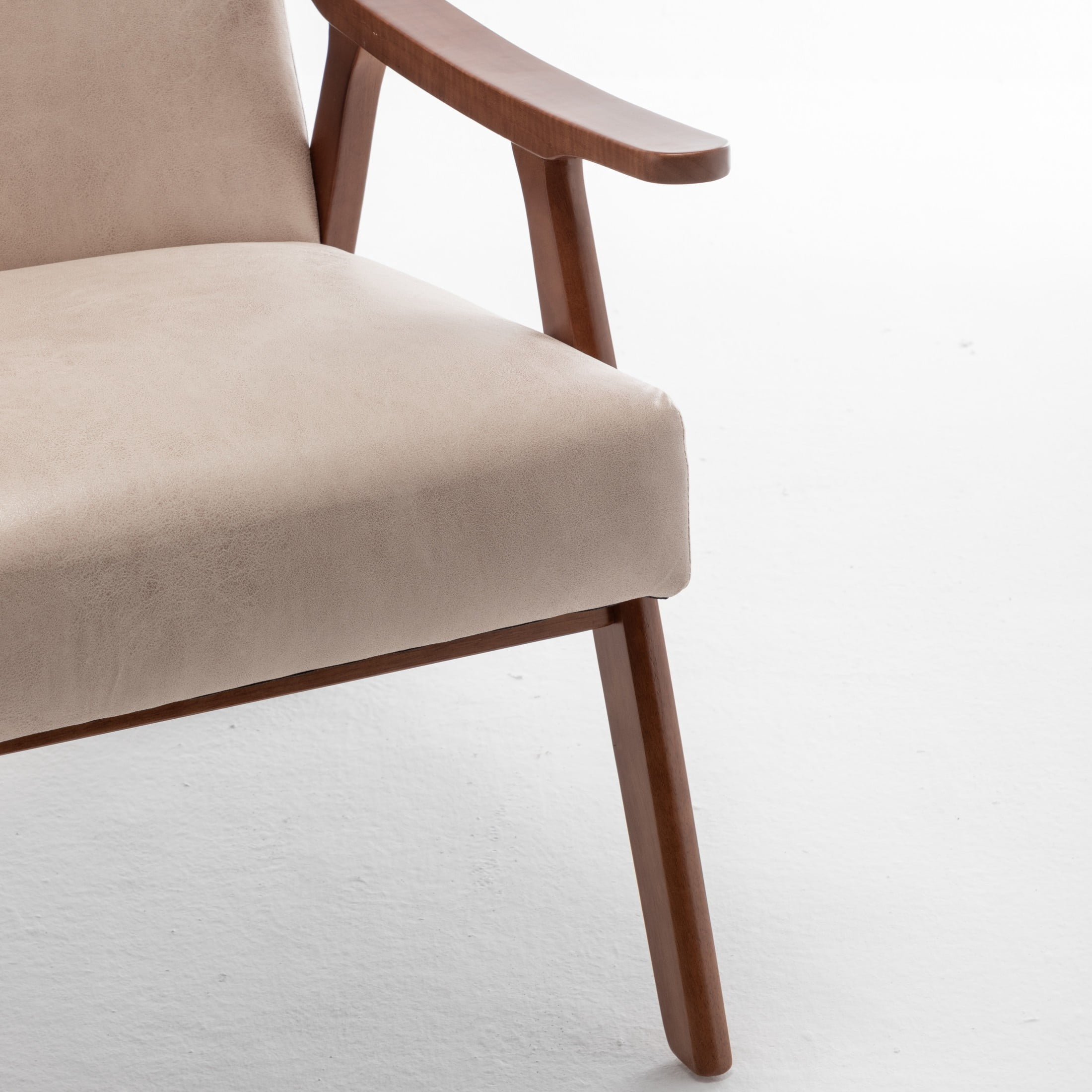 GDF Studio Mid-Century Modern Accent Chair with Microfiber Upholstery & Solid Wood Frame, Light Camel