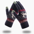 thumbnail image 2 of Odeerbi Christmas Gloves Women Christmas Layer Snowflake Plus Thick Warm Gloves Knitting Wrist Gloves Mittens Red, 2 of 6