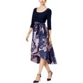 thumbnail image 1 of R&M Richards Vestido alto y bajo en contraste para mujer, azul, 14, 1 of 1