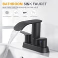 thumbnail image 7 of WOWOW Waterfall Bathroom Sink Faucet,Matte Black Two Handles Bathroom Faucet with Metal Pop up Sink Drain Stopper, 2 or 3 Holes Bathroom Basin Lavatory Mixer Tap with Deck Mount Plate, 7 of 7