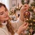 thumbnail image 3 of Christmas Hanging Ornament Plaid Round Hanging Decoration with Gold Zipper Design for Home Party Winter Gift Tie Xmas Tree Decor 3.15 In Highland Cow, 3 of 5