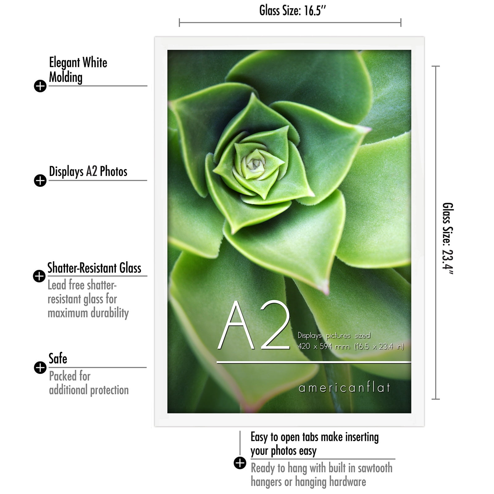 Americanflat 16.5x23.4 Poster Frame with Plexiglass ideal