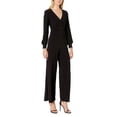 thumbnail image 2 of Adrianna Papell V-Neck Ruched Long Sleeve Zipper Back Solid Jersey Jumpsuit by Curated Brands, 2 of 4